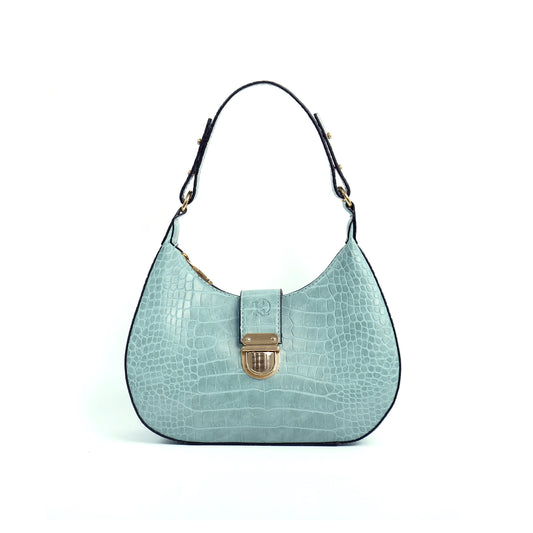 (CLEARANCE) LUNA Bag in Croco Mint - PU Leather