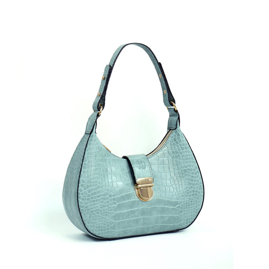 (CLEARANCE) LUNA Bag in Croco Mint - PU Leather