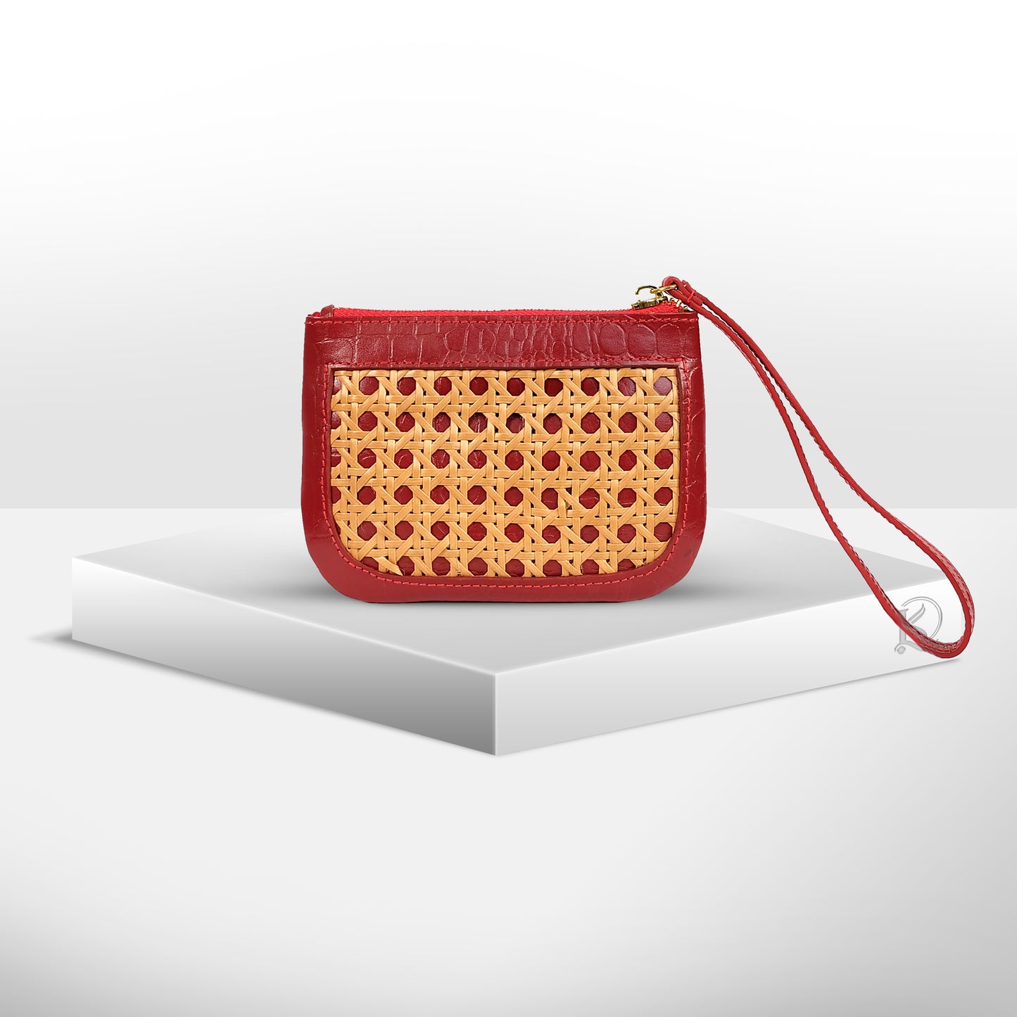 WRISTLET SMALL POUCH in Red - Full Leather x Solihiya