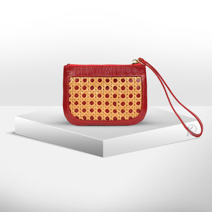 WRISTLET SMALL POUCH in Red - Full Leather x Solihiya
