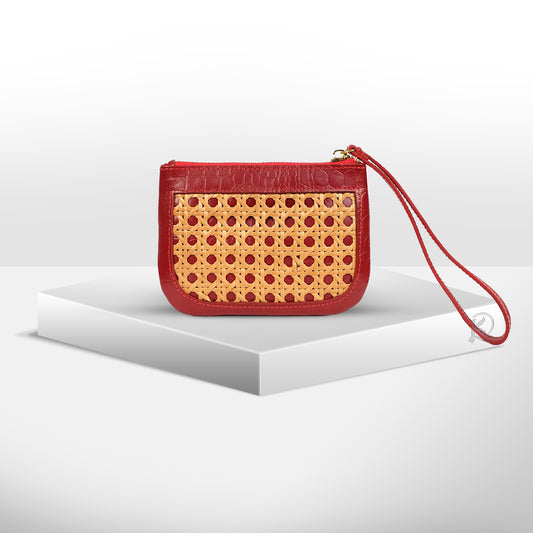 WRISTLET SMALL POUCH in Red - Full Leather x Solihiya