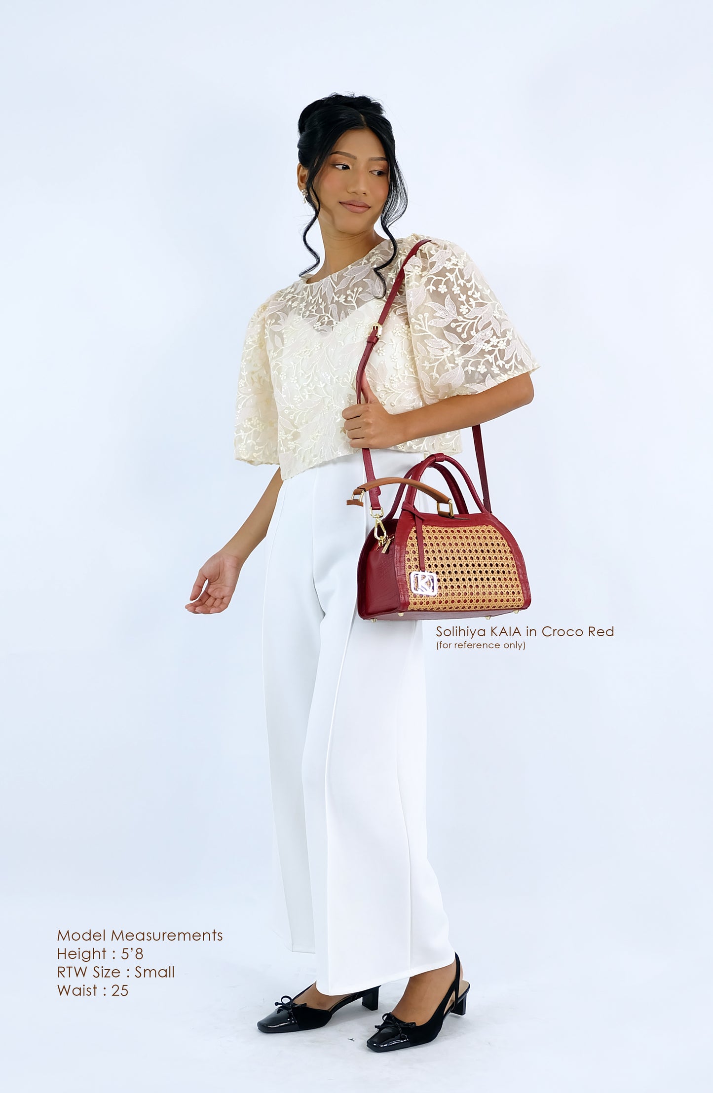 KAIA Kettle Bag in Croco Red - Full Cowhide x Solihiya