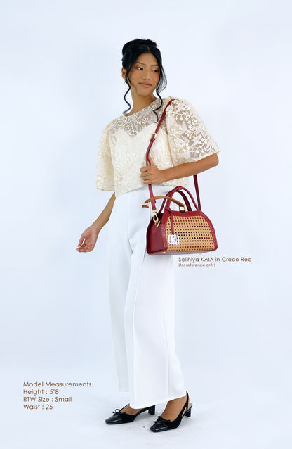 KAIA Kettle Bag in Croco Red - Full Cowhide x Solihiya