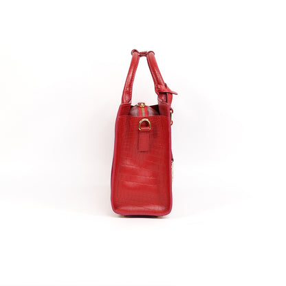 SAFIRA Mini Bag in Croco Red -  Genuine Leather
