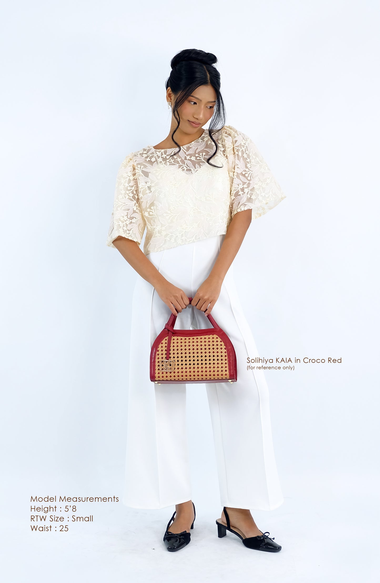 KAIA Kettle Bag in Croco Red - Full Cowhide x Solihiya