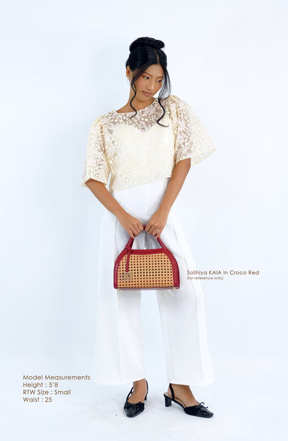 KAIA Kettle Bag in Croco Red - Full Cowhide x Solihiya