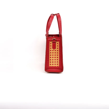 SAFIRA Square Bag in Croco Red - Full Cowhide x Solihiya