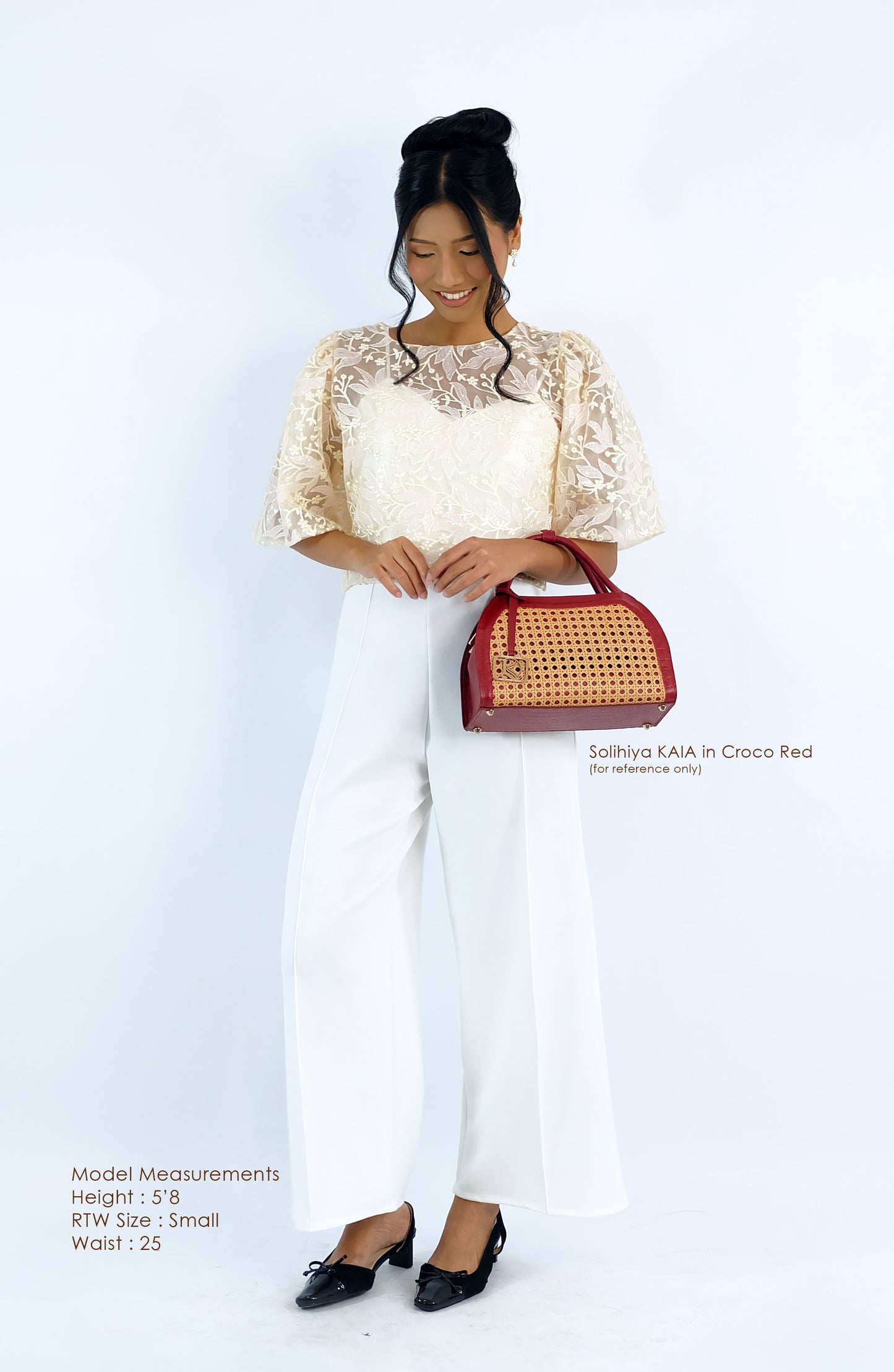 KAIA Kettle Bag in Croco Red - Full Cowhide x Solihiya