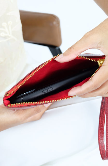 PHONE WRISTLET POUCH in Dark Brown - Full Leather x Solihiya