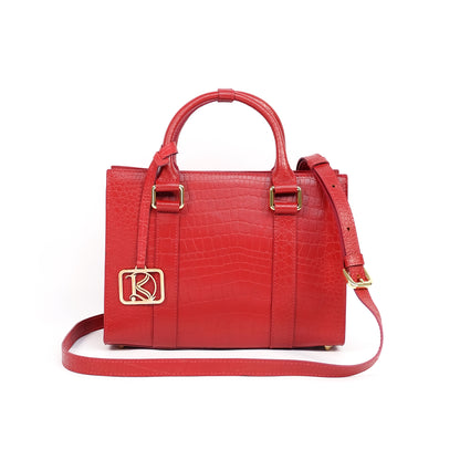 SAFIRA Mini Bag in Croco Red -  Genuine Leather