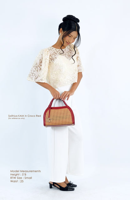 KAIA Kettle Bag in Croco Red - Full Cowhide x Solihiya
