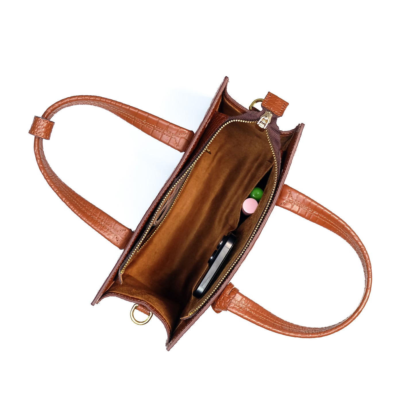 SAFIRA Square Bag in Croco Red - Full Cowhide x Solihiya