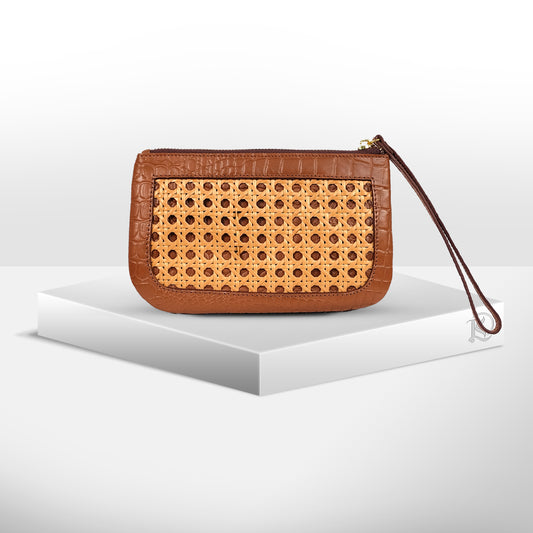 PHONE WRISTLET POUCH in Tan  - Full Leather x Solihiya