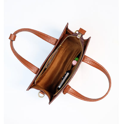 SAFIRA Square Bag in Croco Red - Full Cowhide x Solihiya