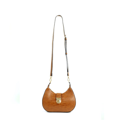 (CLEARANCE) LUNA Bag in Croco Tan - PU Leather