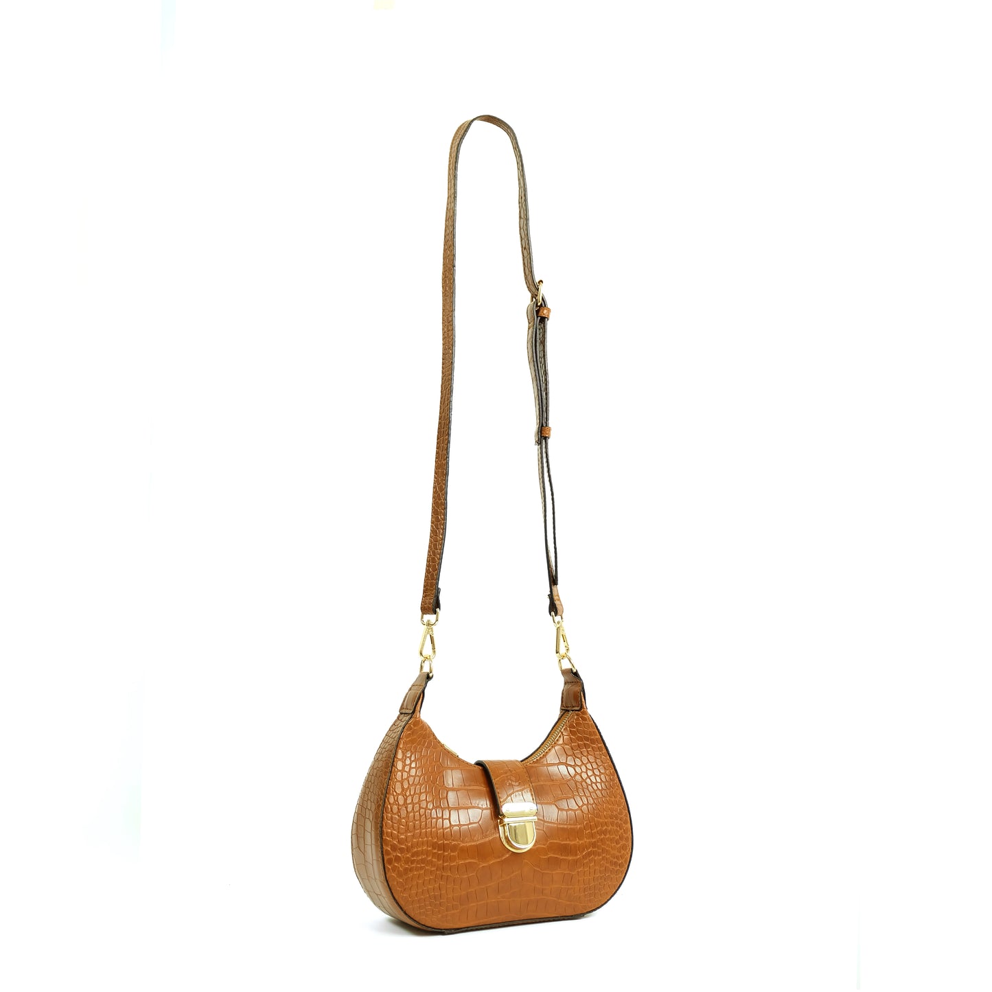 (CLEARANCE) LUNA Bag in Croco Tan - PU Leather