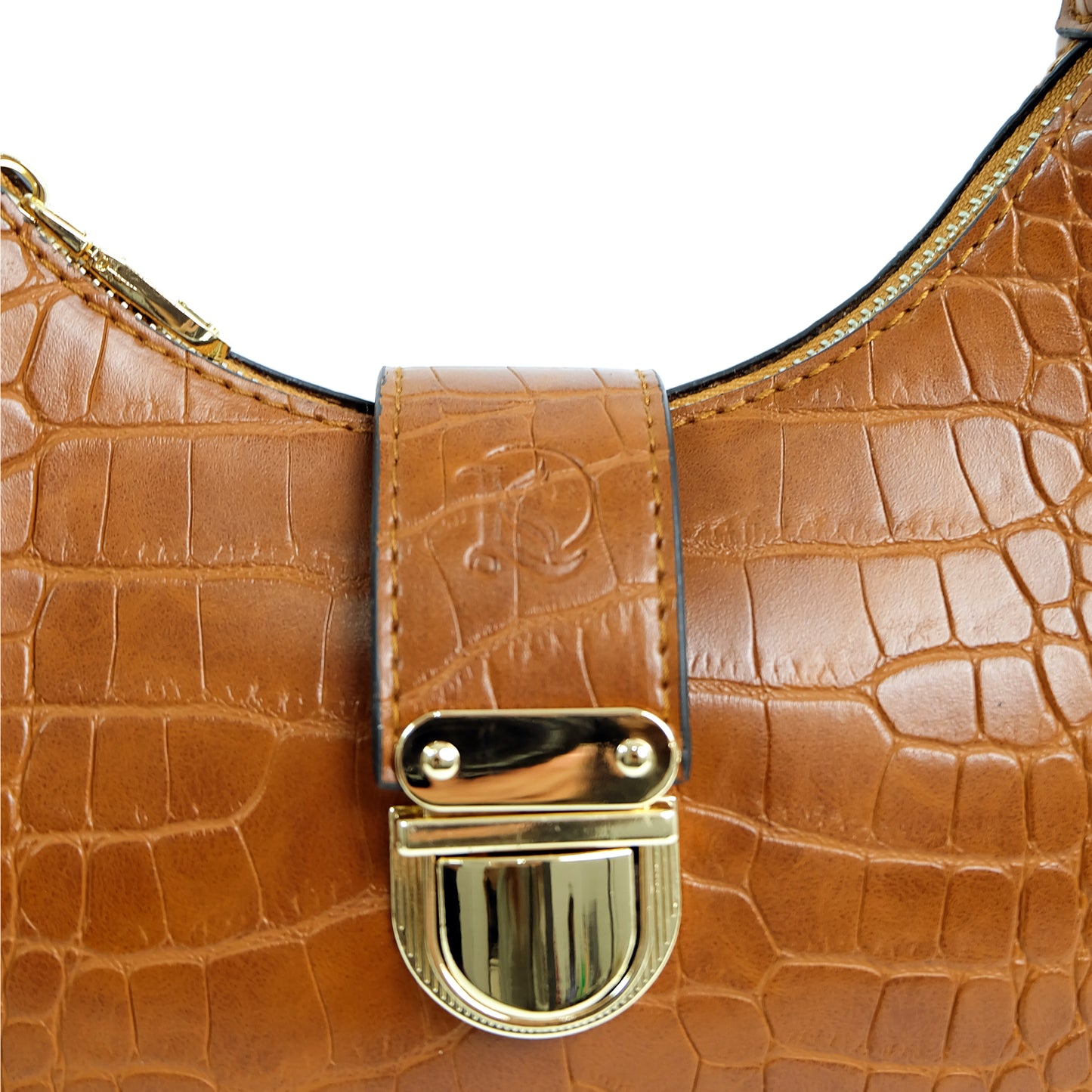 (CLEARANCE) LUNA Bag in Croco Tan - PU Leather