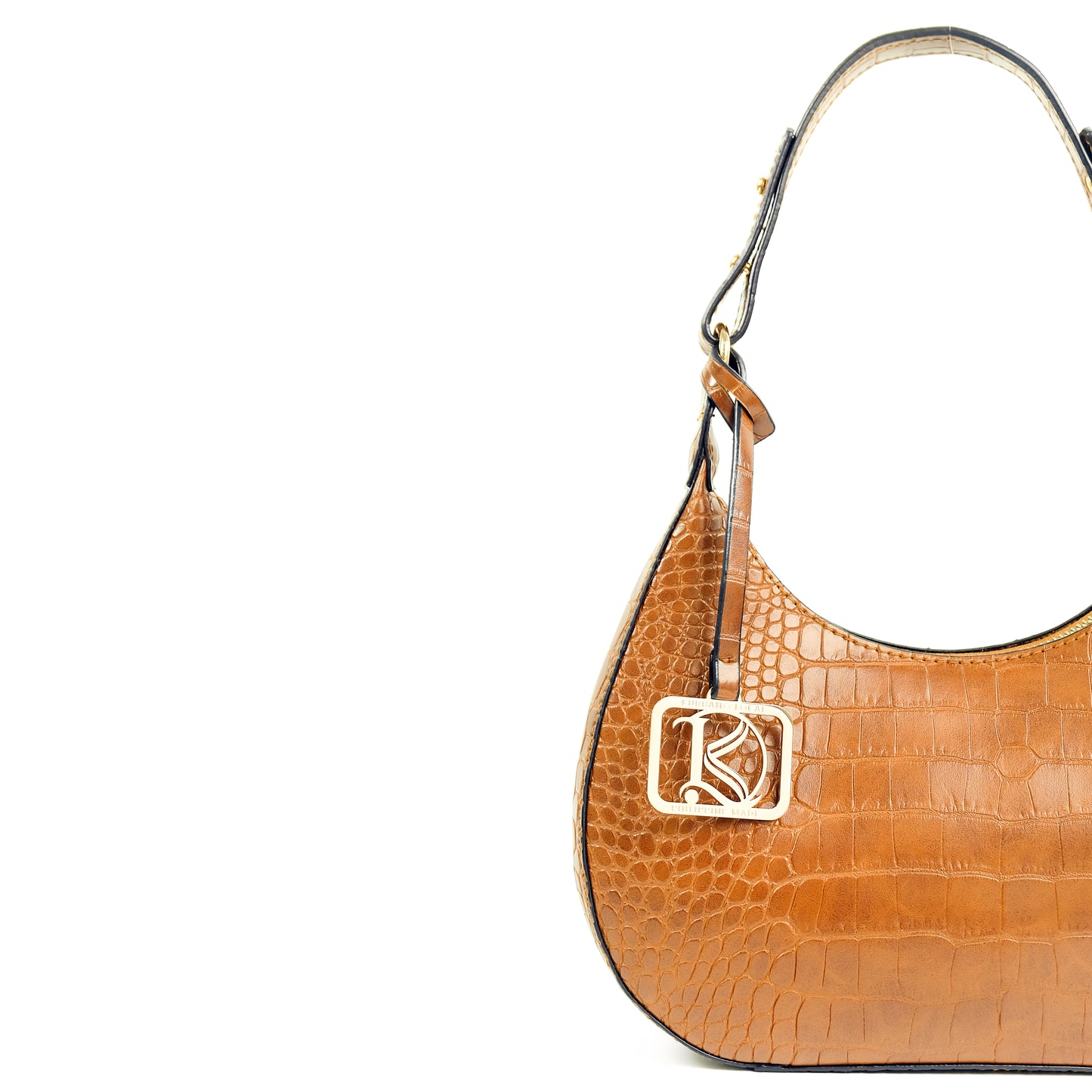 SOL Crescent Hobo Bag in Croco Tan - PU Leather
