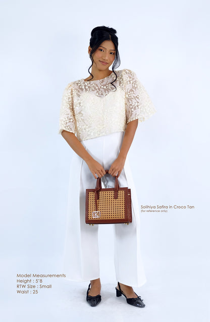 SAFIRA Square Bag in Croco Red - Full Cowhide x Solihiya