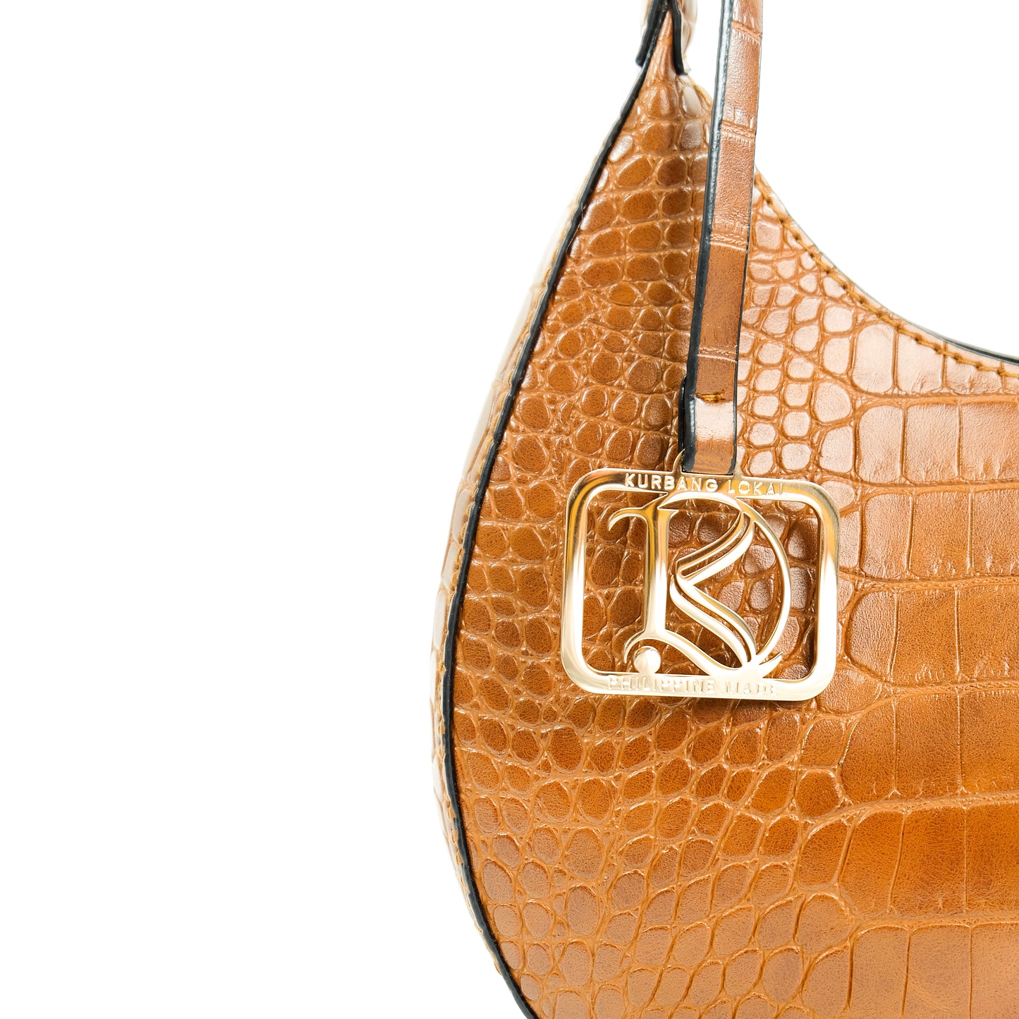 SOL Crescent Hobo Bag in Croco Tan - PU Leather