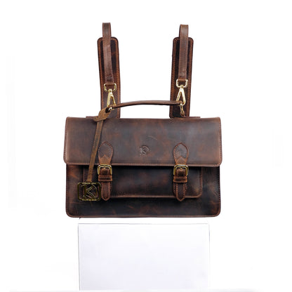 MAHARLIKA Backpack in Distressed Oil Brown -  Genuine Leather