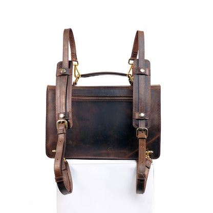 MAHARLIKA Backpack in Distressed Oil Brown -  Genuine Leather