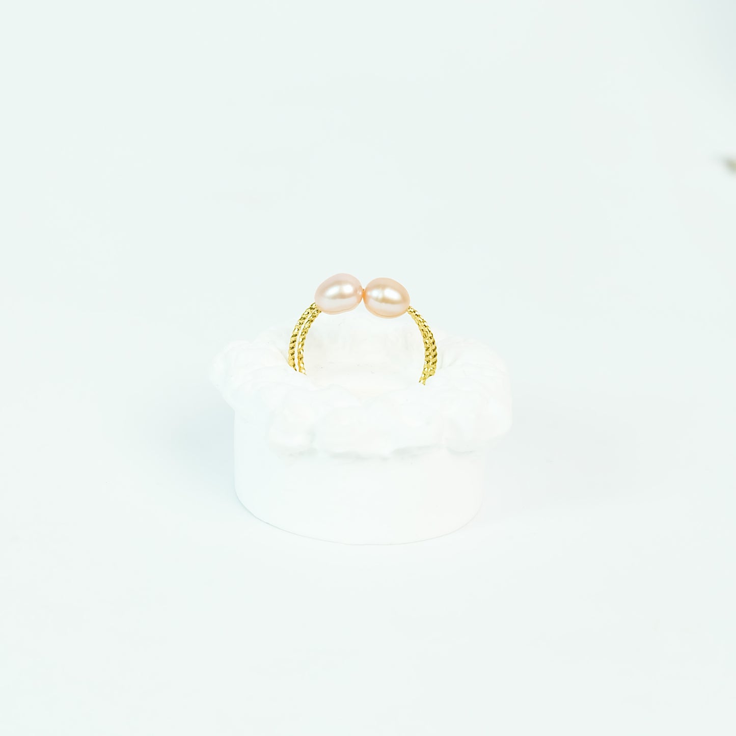 Twisted Twin Pearl Open Ring - Fresh Water Palawan Pearls