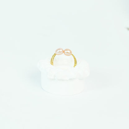 Twisted Twin Pearl Open Ring - Fresh Water Palawan Pearls