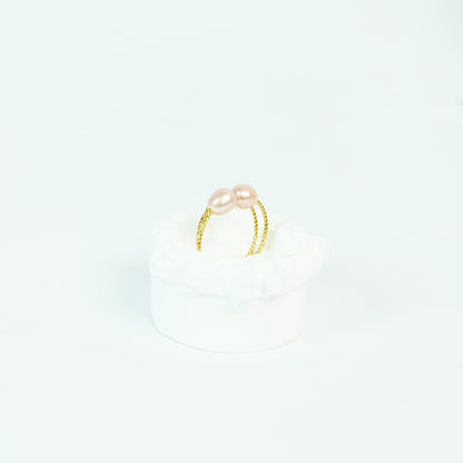 Twisted Twin Pearl Open Ring - Fresh Water Palawan Pearls