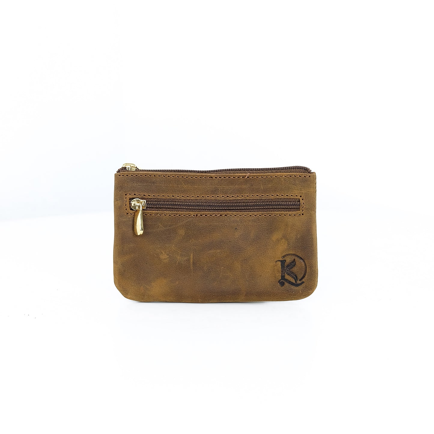 Alonso Double-Zipper Coin Pouch in Vintage Tan Version 2