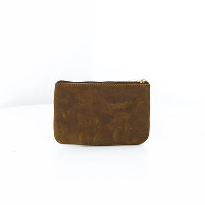 Alonso Double-Zipper Coin Pouch in Vintage Tan Version 2