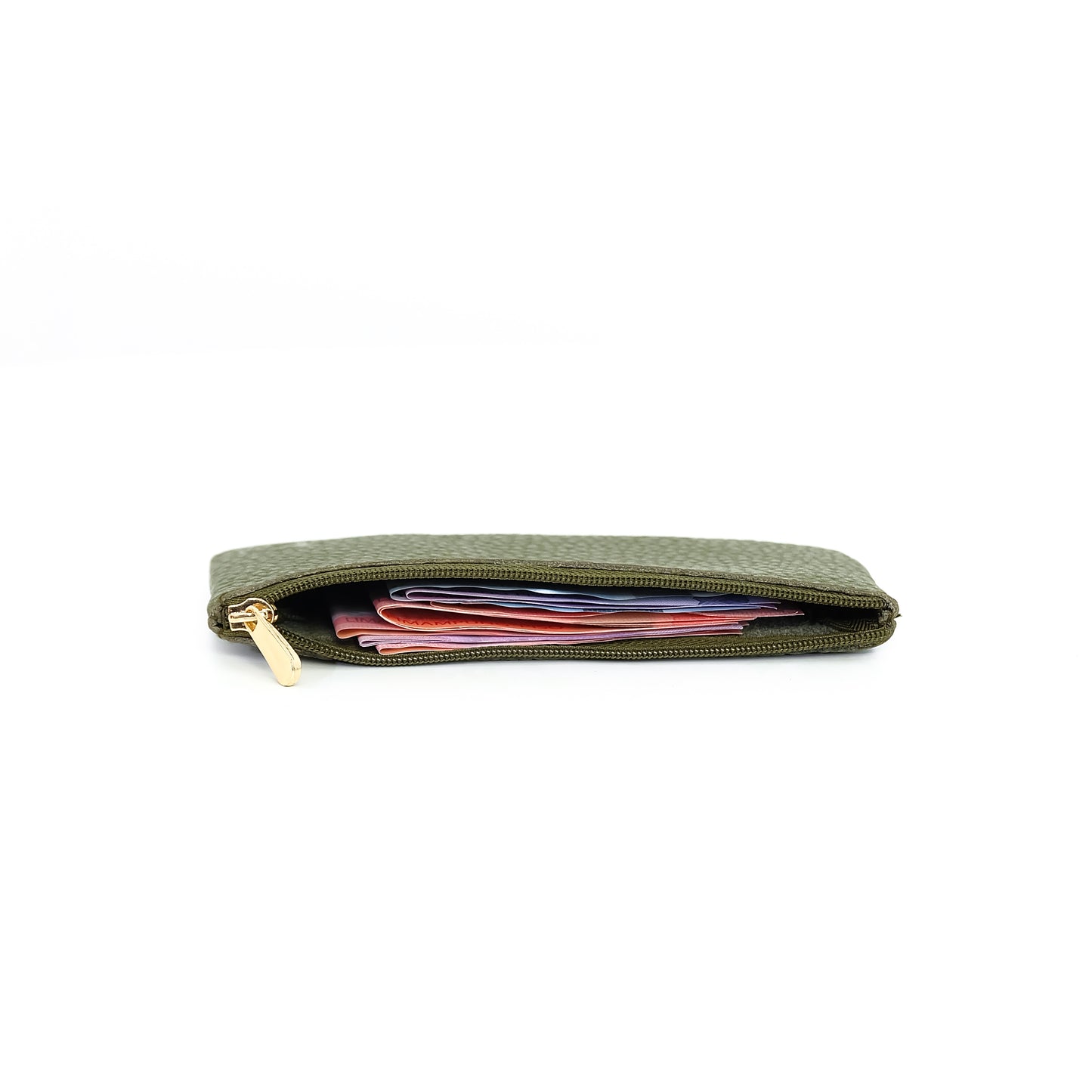 Alejandro Basic Pouch in Grained Matte Army Green - Genuine Leather