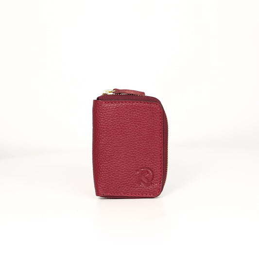 Hiraya Accordion-Type Card Holder in Grained Wine - Genuine Leather