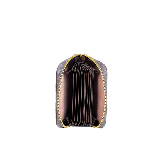 Hiraya Accordion-Type Card Holder in Grained Gray - Genuine Leather