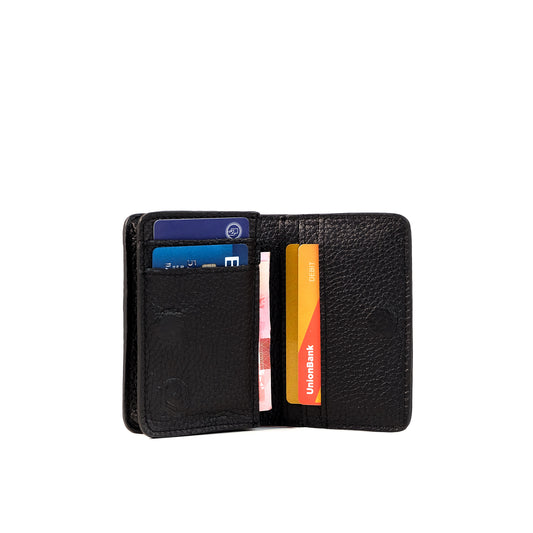 Baltazar Card Holder Wallet in Grained Black