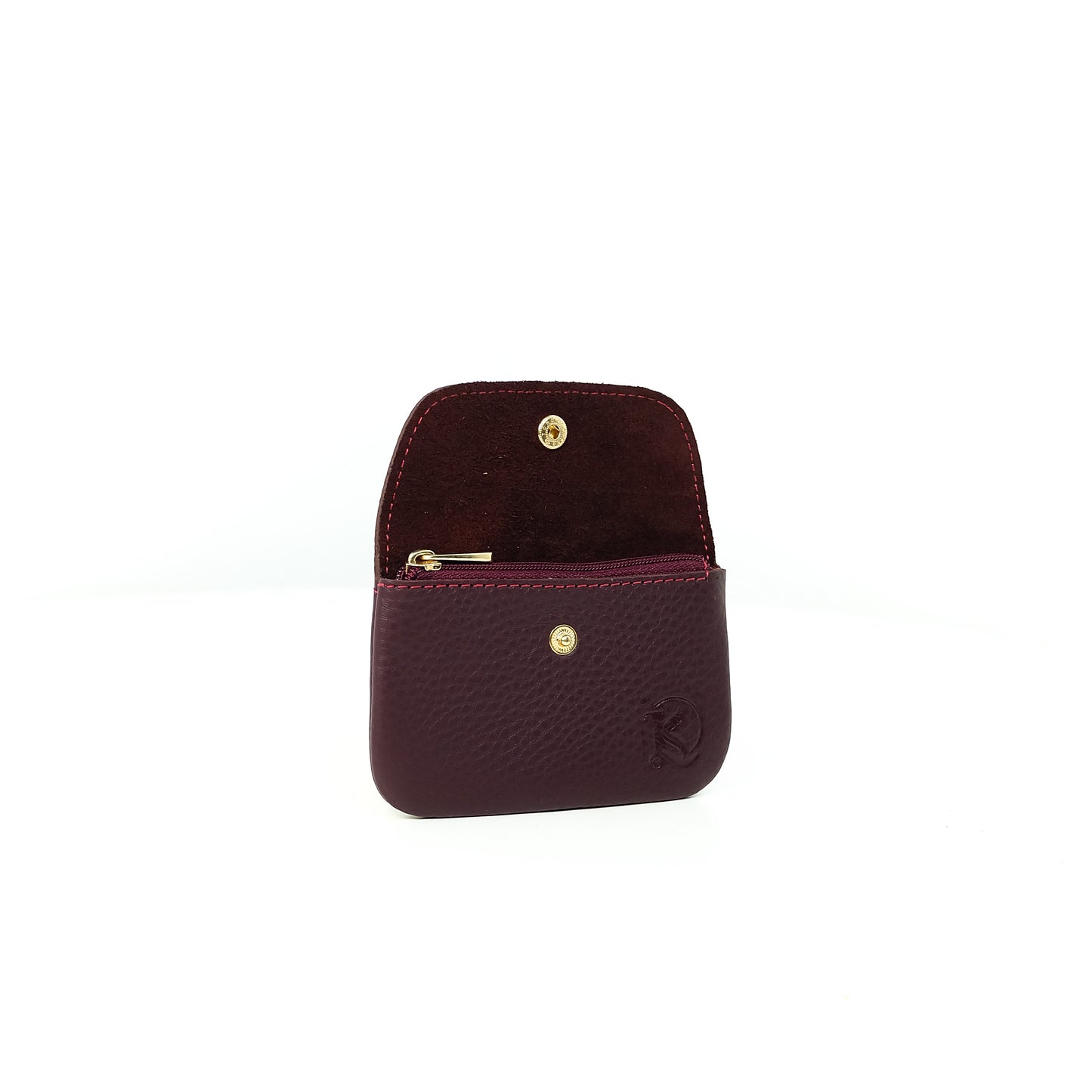 Andres Coin Pouch in New Grained Plum - Genuine Leather