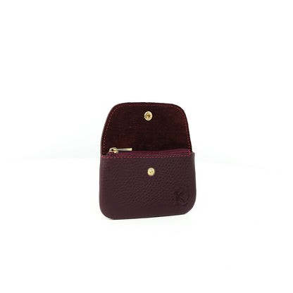 Andres Coin Pouch in New Grained Plum - Genuine Leather
