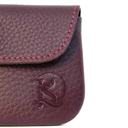 Andres Coin Pouch in New Grained Plum - Genuine Leather