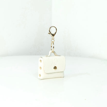 Selene Coin Purse with Hook in Strawberry White - Genuine Leather