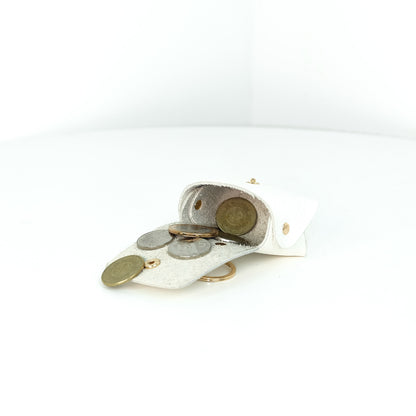 Sabel Coin Purse with Hook in Strawberry White - Genuine Leather