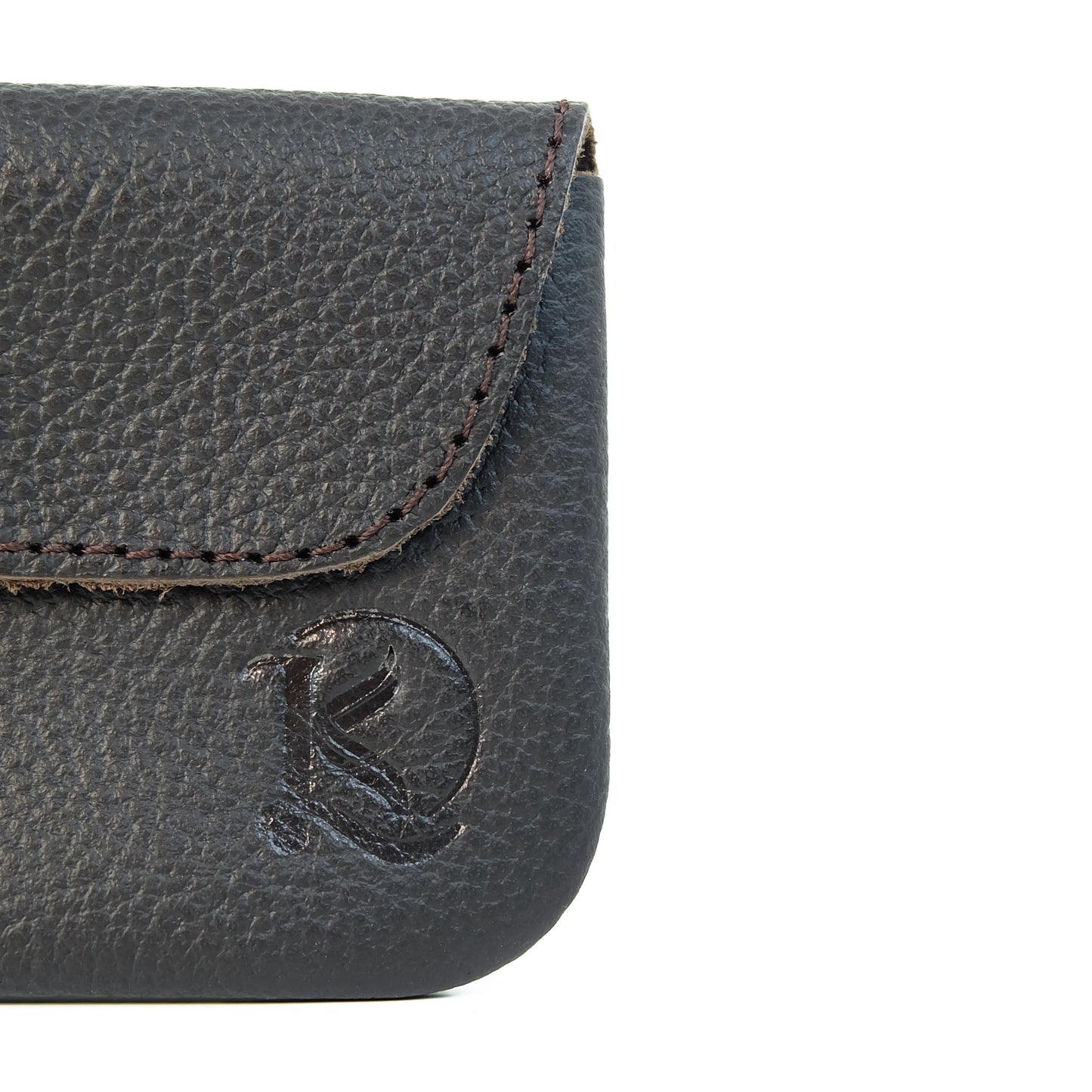 Andres Coin Pouch in Grained Dark Brown - Genuine Leather