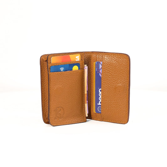 Baltazar Card Holder Wallet in Grained Tan