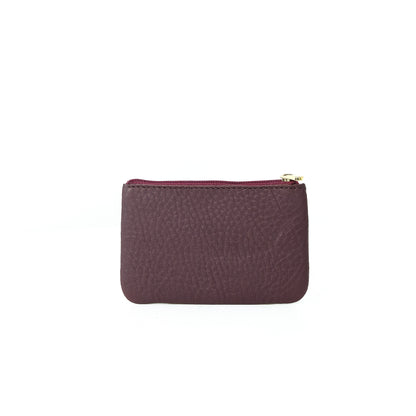 Alonso Double-Zipper Coin Pouch in Grained Plum