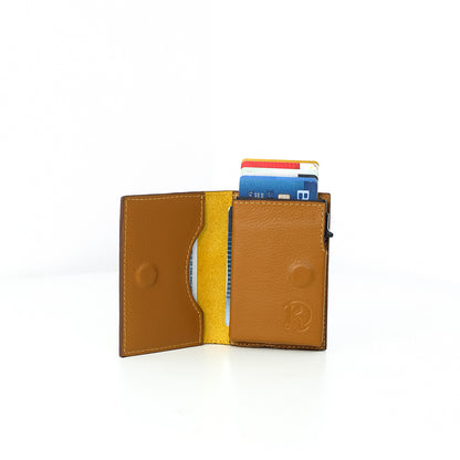 Bagani Card Holder in Grained Tan - Genuine Leather w/ RFID Blocker