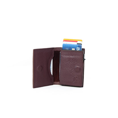 Bagani Card Holder in Grained Plum - Genuine Leather w/ RFID Blocker