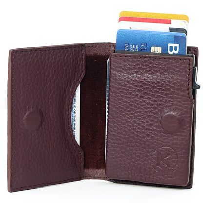 Bagani Card Holder in Grained Plum - Genuine Leather w/ RFID Blocker