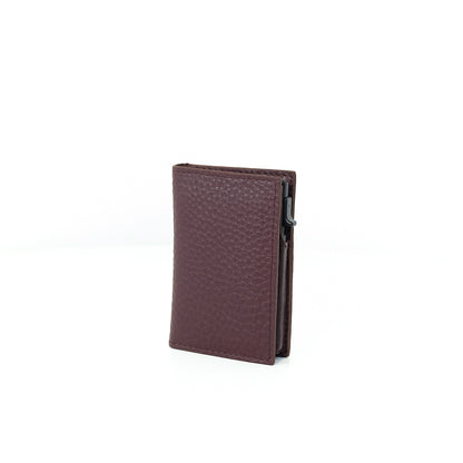 Bagani Card Holder in Grained Plum - Genuine Leather w/ RFID Blocker
