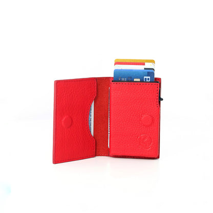 Bagani Card Holder in New Grained Red - Genuine Leather w/ RFID Blocker
