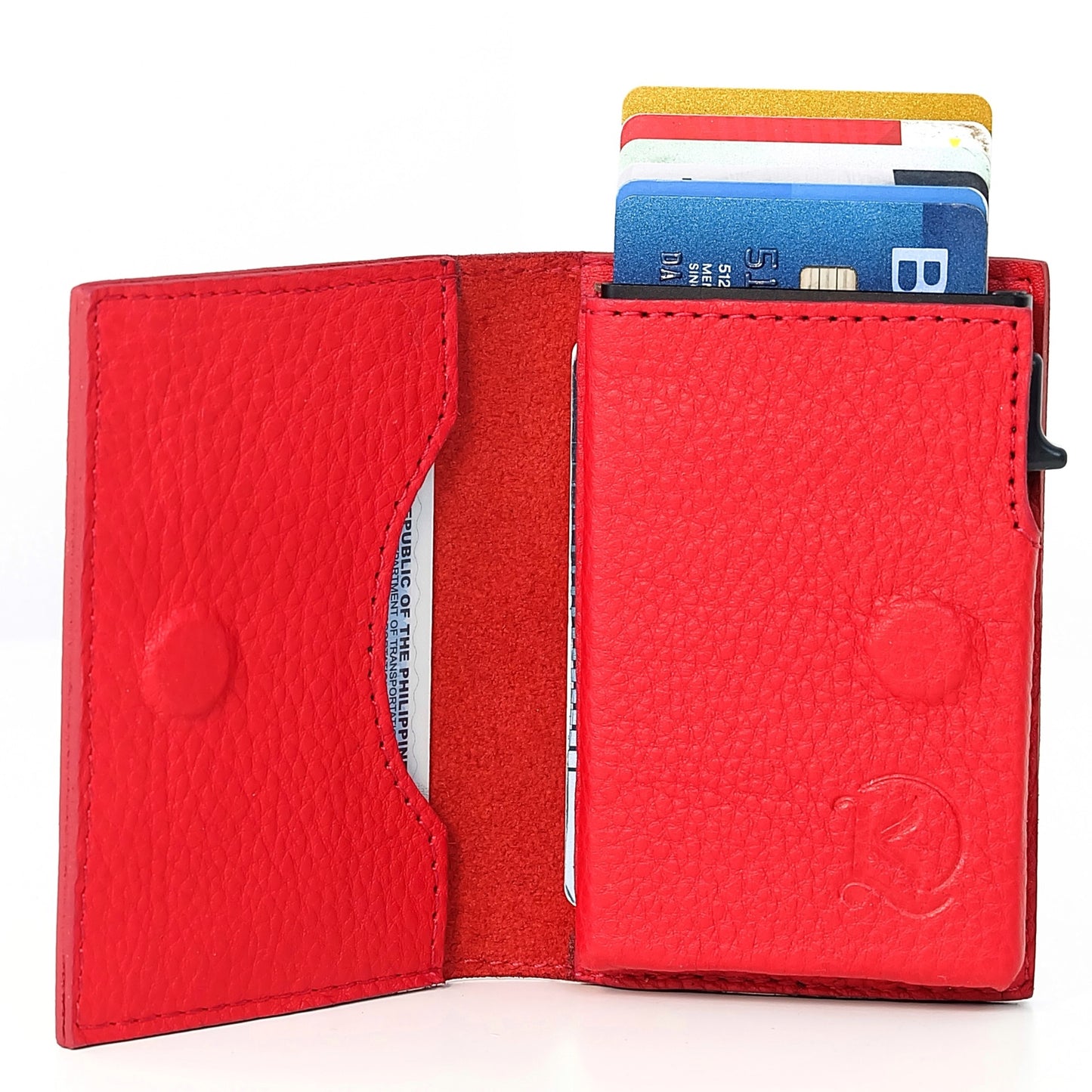 Bagani Card Holder in New Grained Red - Genuine Leather w/ RFID Blocker