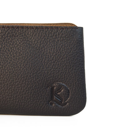 Alejandro Basic Pouch in Grained Dark Brown - Genuine Leather